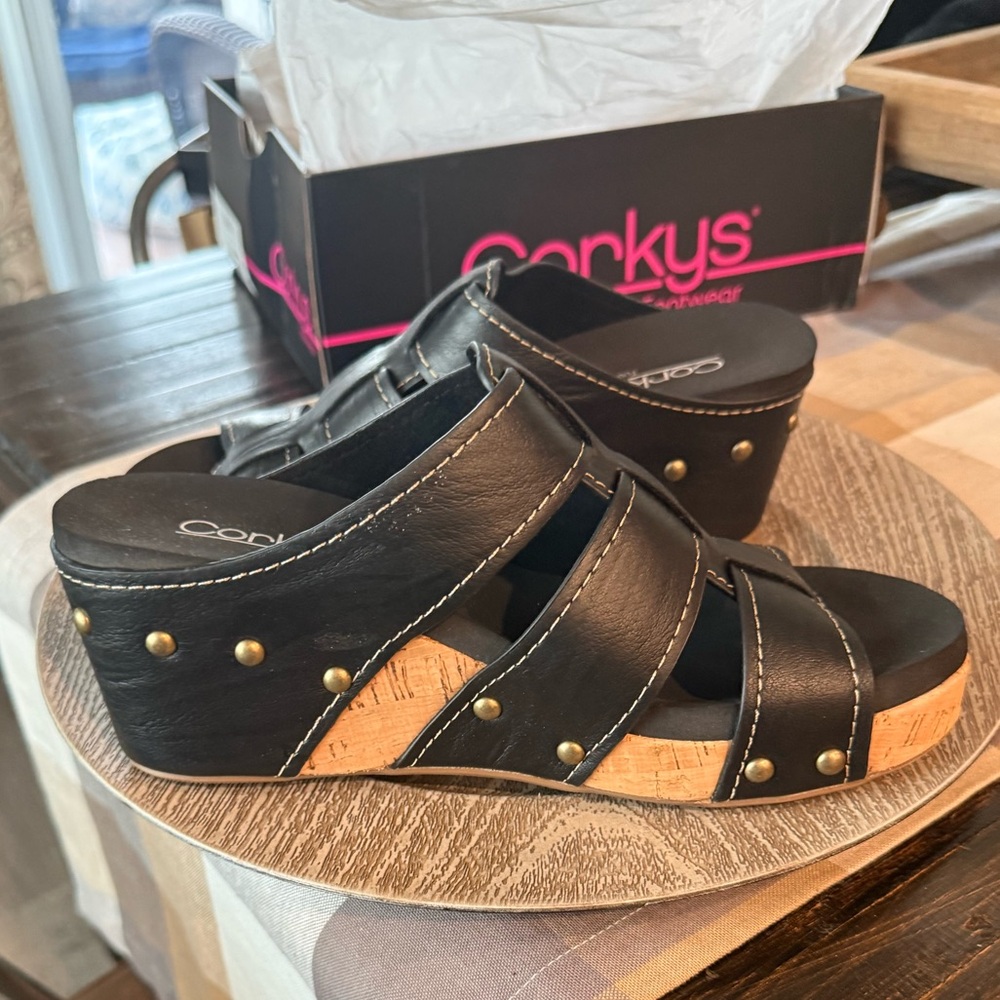 Corkys Black Strappy Women's Sandals - Picture 3 of 10